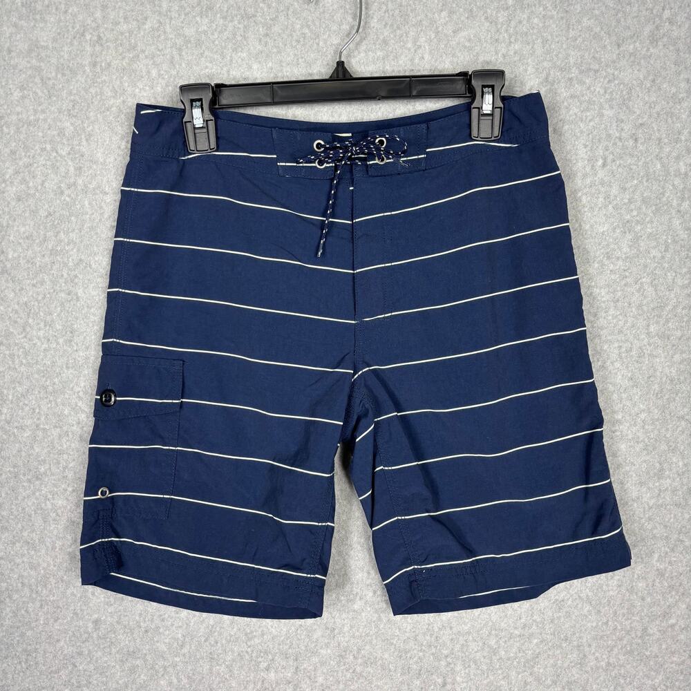 J Crew Swim Trunks Mens Size 29 Navy Shorts Striped Nautical Preppy‎ 8" Inseam